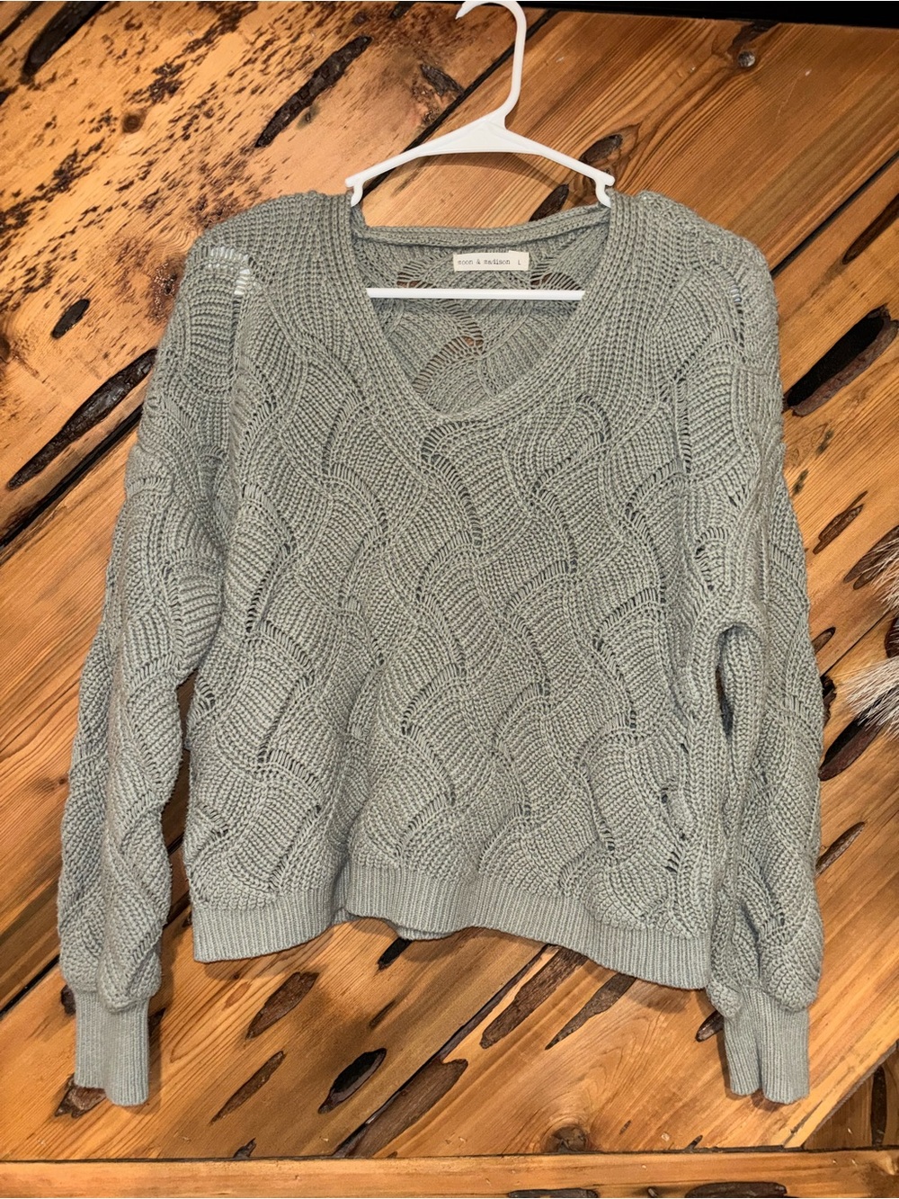 moon & madison Sage Green Cable Knit Sweater